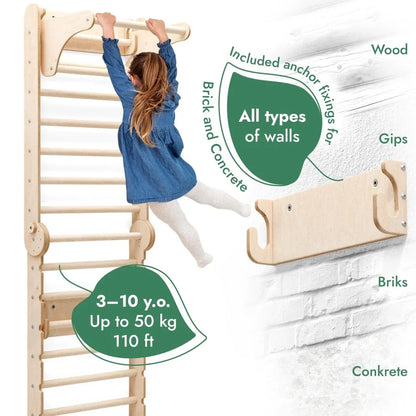 6-in-1 Swedish Ladder for Kids – Converts into Pikler Triangle + Slide + Swing