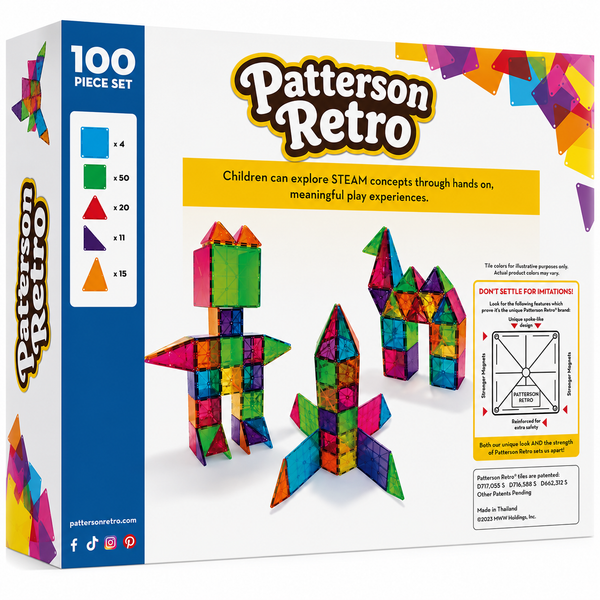 Patterson Retro Magnetic Building Tiles 100 Piece Set