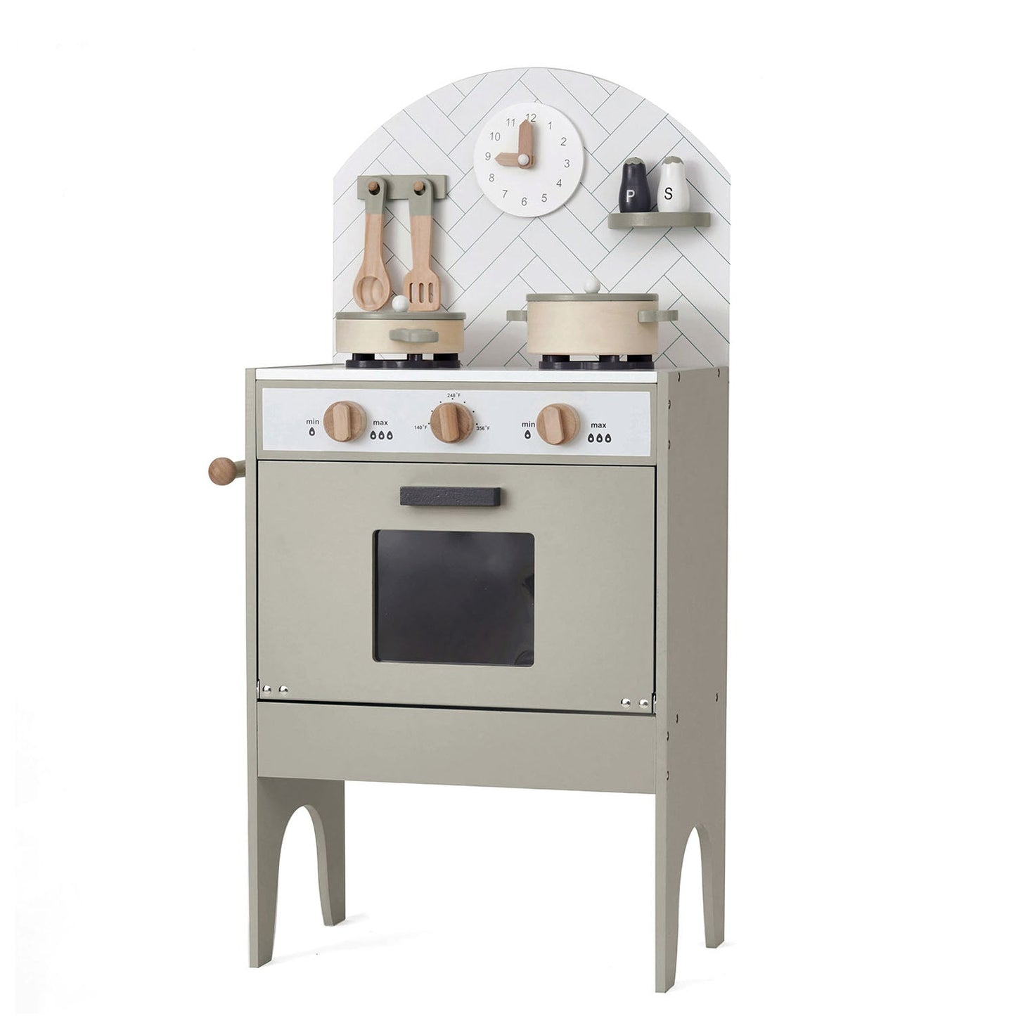 Hooga Wooden Play Kitchen with 6 Utensils