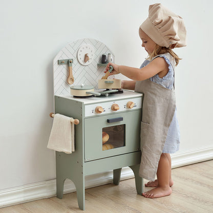 Hooga Wooden Play Kitchen with 6 Utensils