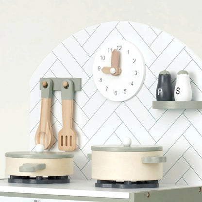 Hooga Wooden Play Kitchen with 6 Utensils