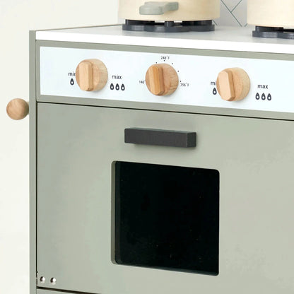 Hooga Wooden Play Kitchen with 6 Utensils