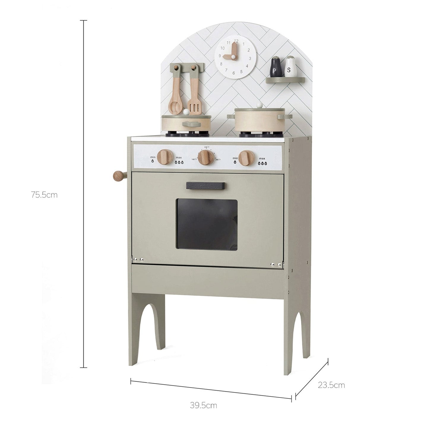 Hooga Wooden Play Kitchen with 6 Utensils