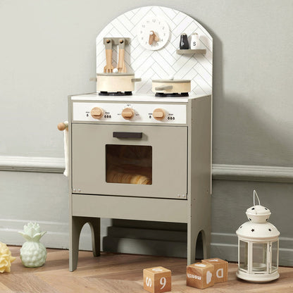 Hooga Wooden Play Kitchen with 6 Utensils