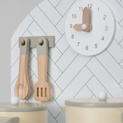 Hooga Wooden Play Kitchen with 6 Utensils