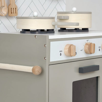 Hooga Wooden Play Kitchen with 6 Utensils