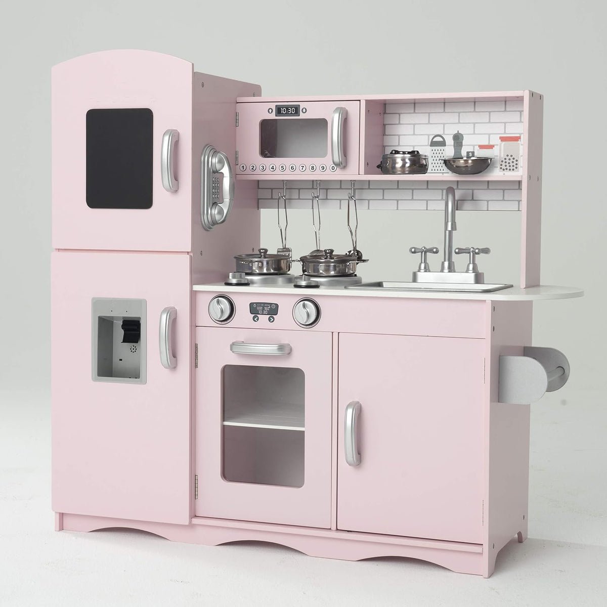 Kidoz Deluxe Wooden Play Kitchen with Accessories – Pink