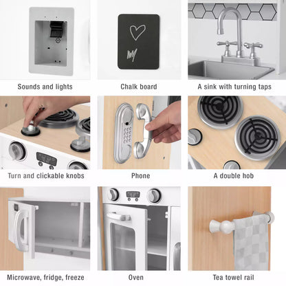 Kidoz Modern Wooden Play Kitchen - White