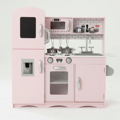 Kidoz Deluxe Wooden Play Kitchen with Accessories – Pink