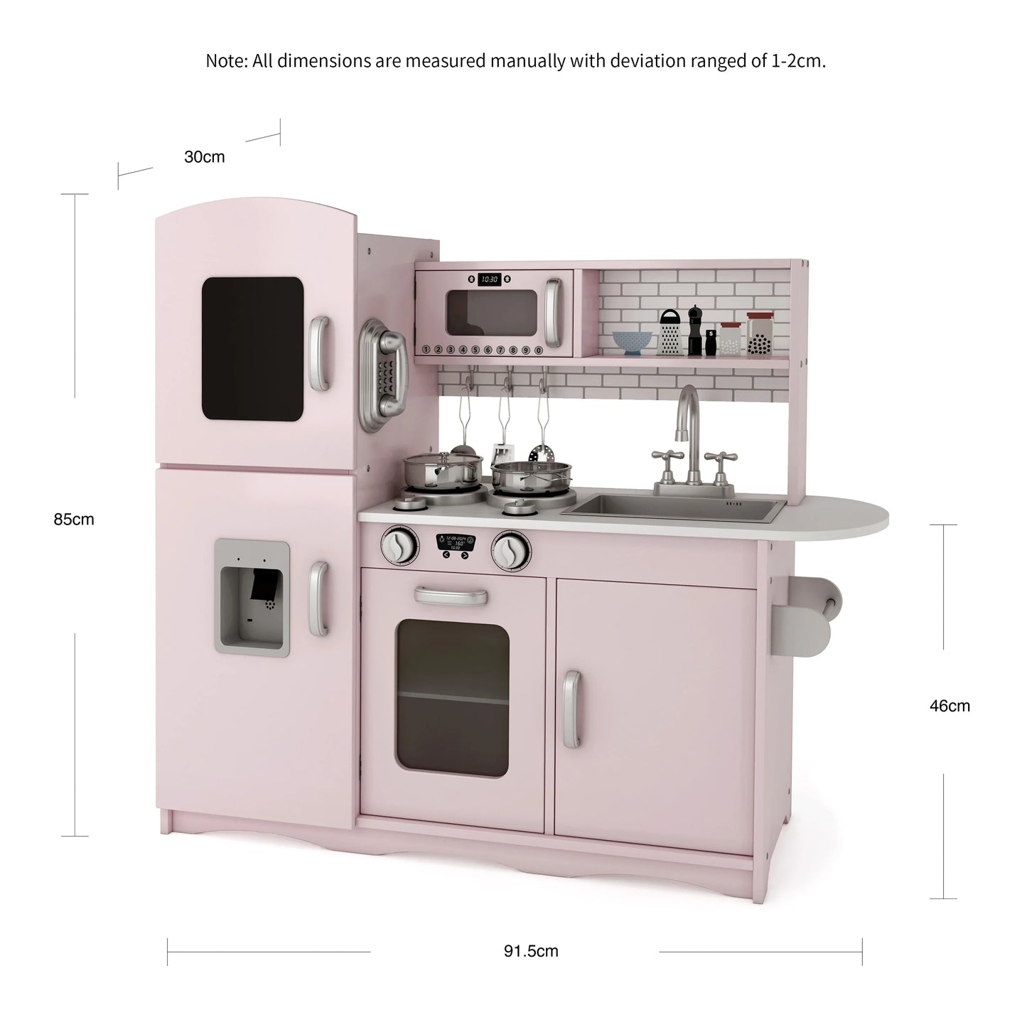 Kidoz Deluxe Wooden Play Kitchen with Accessories – Pink