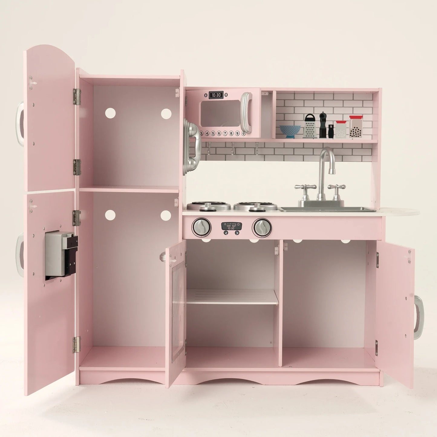 Kidoz Deluxe Wooden Play Kitchen with Accessories – Pink