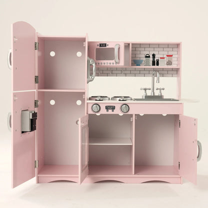 Kidoz Deluxe Wooden Play Kitchen with Accessories – Pink